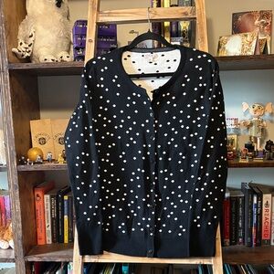 Merona Black and White Cardigan Sweater with Polka Dot Design
